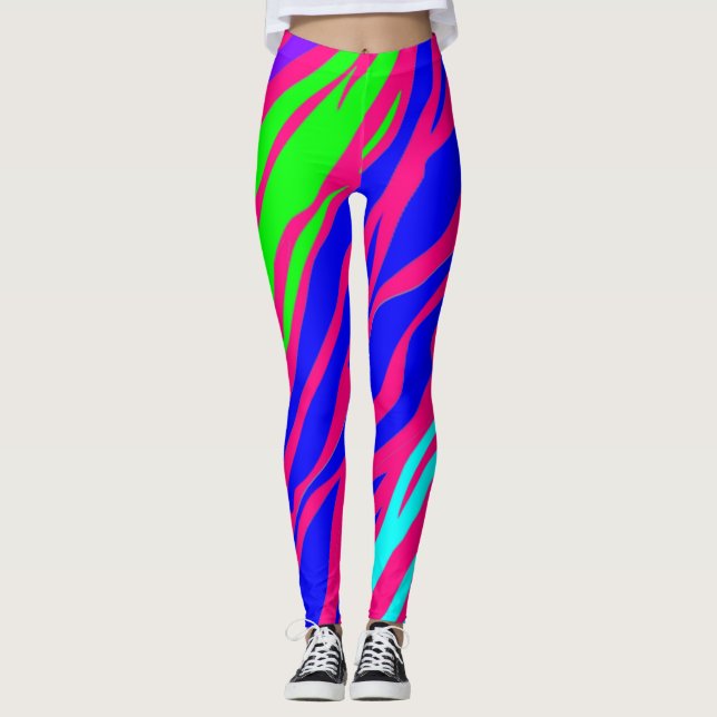 Neon Rainbow Zebra Leggings (Front)