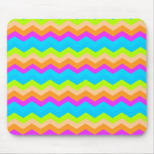 Neon Rainbow Zigzag Mouse Mat
