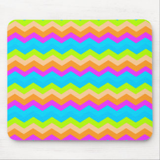 Neon Rainbow Zigzag Mouse Mat