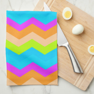 Neon Rainbow Zigzag Tea Towel