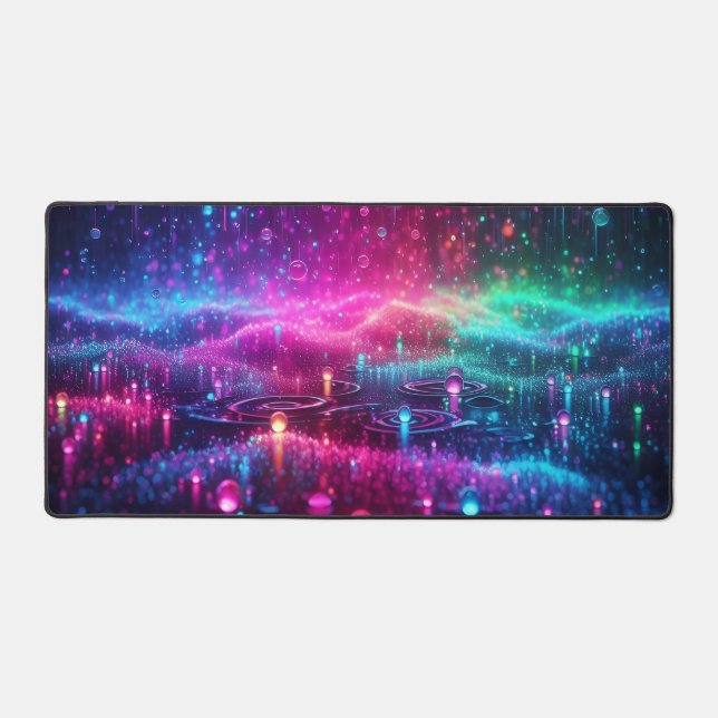 Neon Raindrops Desk Mat (Front)