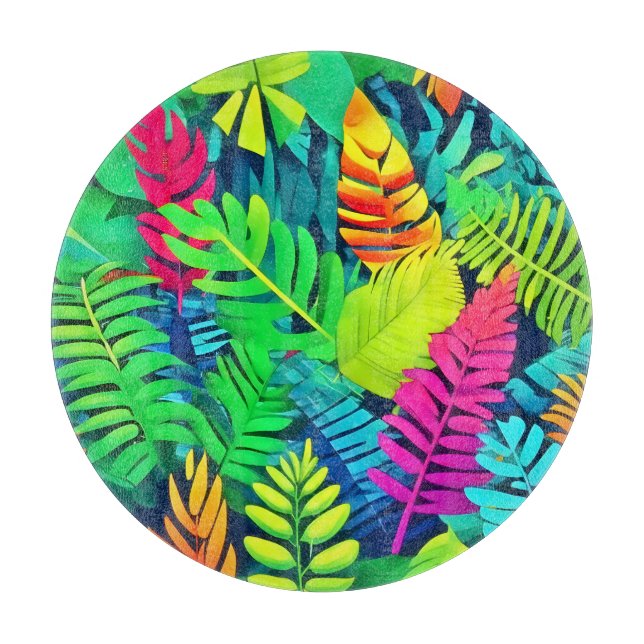 Neon Rainforest Fantasy Cutting Board (Front)
