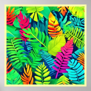Neon Rainforest Fantasy Poster