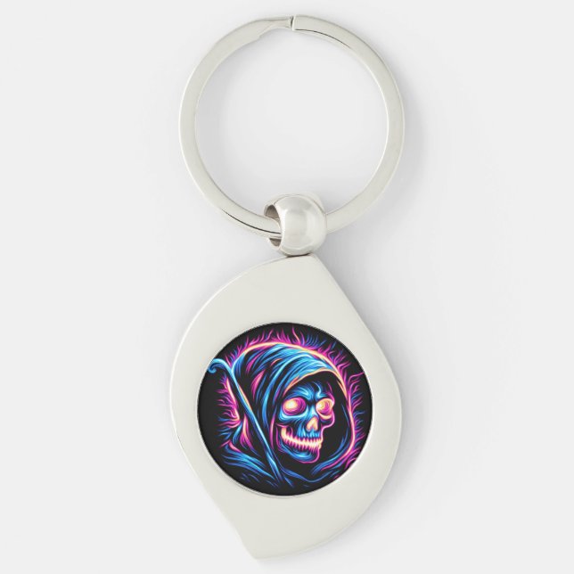 Neon Reaper Glow - Skull Key Ring (Front)