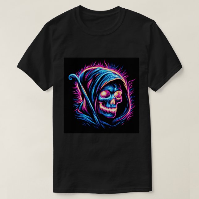 Neon Reaper Glow - Skull T-shirt (Design Front)