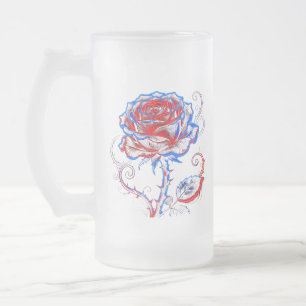 Neon Red & Blue Rose Mug