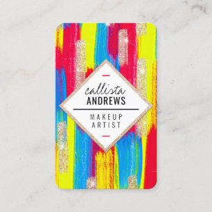 Neon Red Blue Yellow Gold Glitter Paint Makeup Business Card
