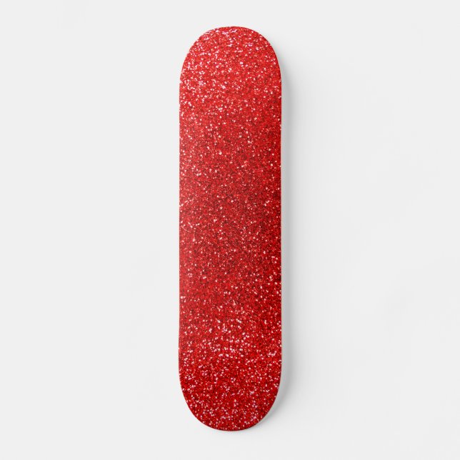 Neon red glitter skateboard (Front)