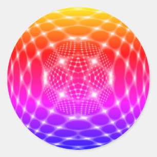 Neon red glob fractal classic round sticker