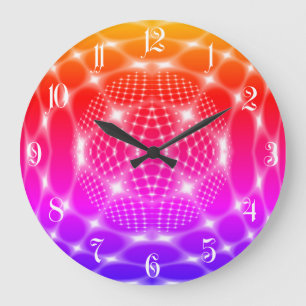 Neon red glob fractal large clock