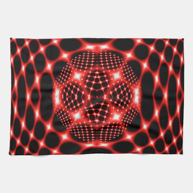 Neon red glob fractal tea towel (Horizontal)