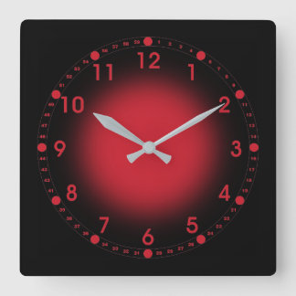 Neon Red Square Wall Clock