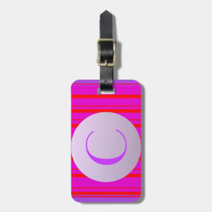 neon red stripes in purple with custom monogram luggage tag