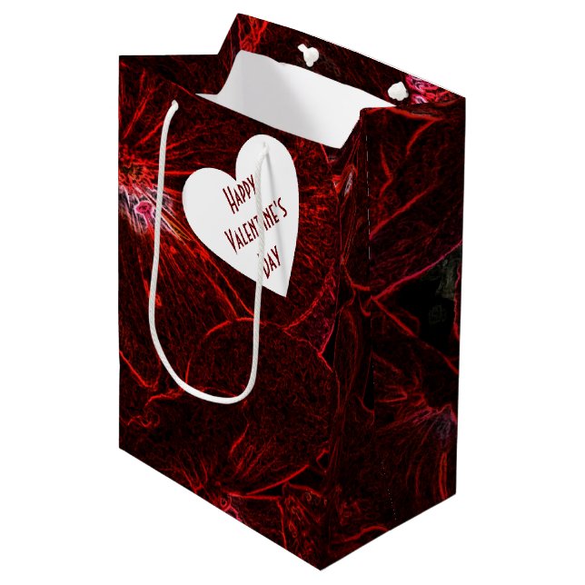Neon Red Violas Medium Gift Bag (Front Angled)