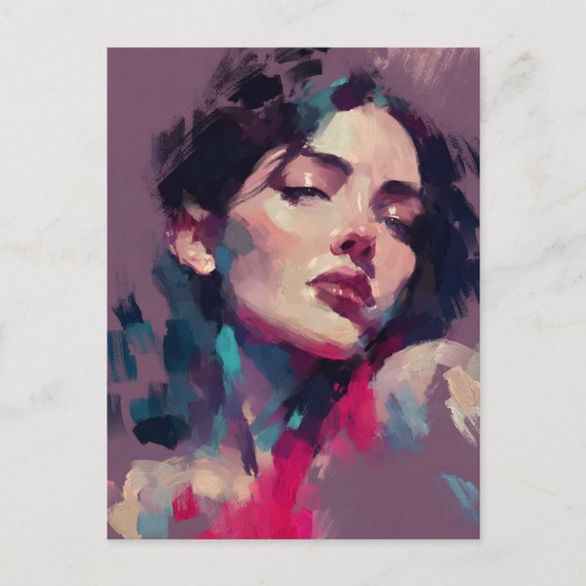 Neon Reflections Abstract Portrait Postcard (Front)