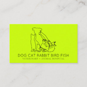 Neon Rescue Veterinary Dog cat fish rabbit bird Business Card