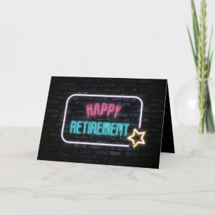 Neon Retirement Marquee On Brick Card