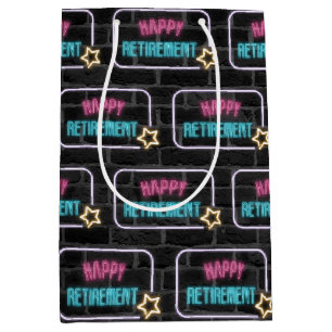 Neon Retirement Marquee On Brick Medium Gift Bag