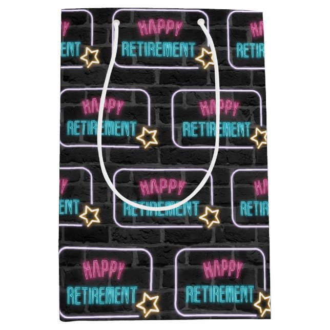 Neon Retirement Sign On Brick Medium Gift Bag (Front)