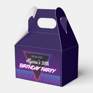 Neon Retro 80s Themed Purple Pink Birthday Party Favour Box