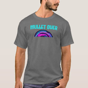 Neon Retro Barber Shop Sign 80s Style Mullet Hair  T-Shirt
