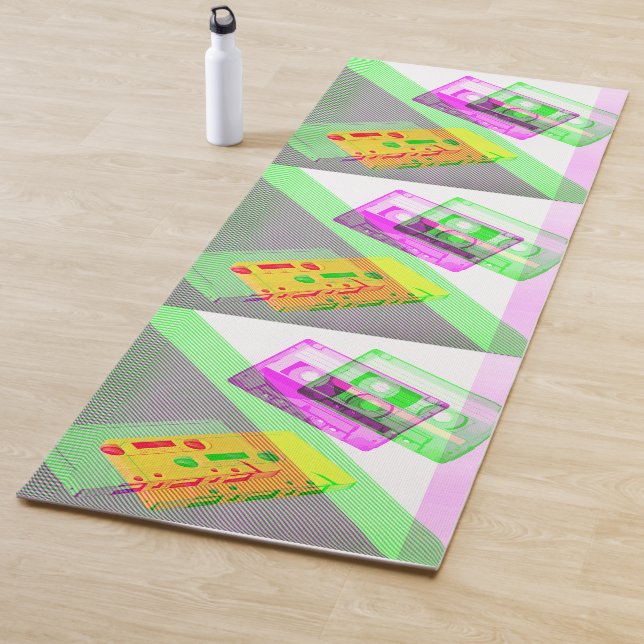 Neon Retro Cassette Tapes Yoga Mat (In Situ)