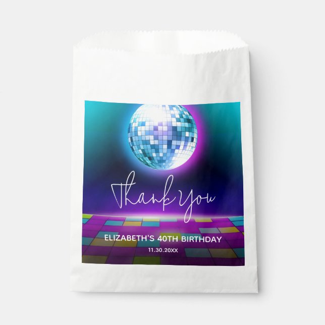 Neon Retro Dance Disco Birthday Party Welcome Favour Bags (Front)