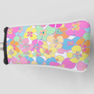 Neon Retro Floral Pink Dorm Room Golf Head Cover