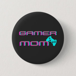 Neon Retro Gamer Mum 6 Cm Round Badge