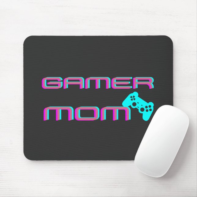 Neon Retro Gamer Mum Mouse Mat (With Mouse)