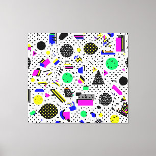 Neon Retro Memphis Geometric Chaos Pattern Canvas Print