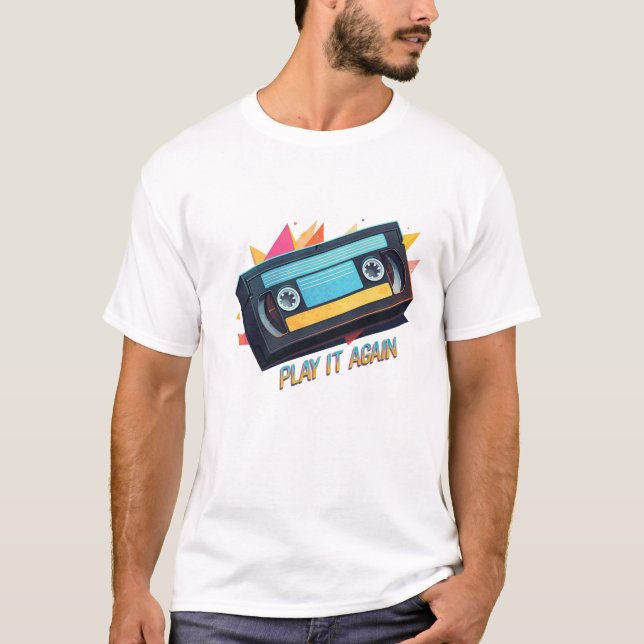 Neon Retro Sunset Cassette Tape Design  T-Shirt (Front)