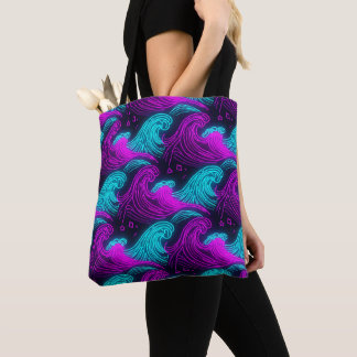 Neon Retro Wave Tote Bag