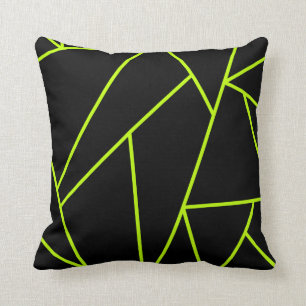 Neon Reversible Lime and Black Mosaic Style Cushion
