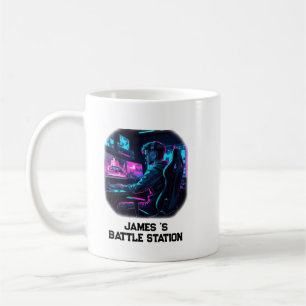 Neon RGB Cyberpunk Gamer Room Personalised Name Coffee Mug