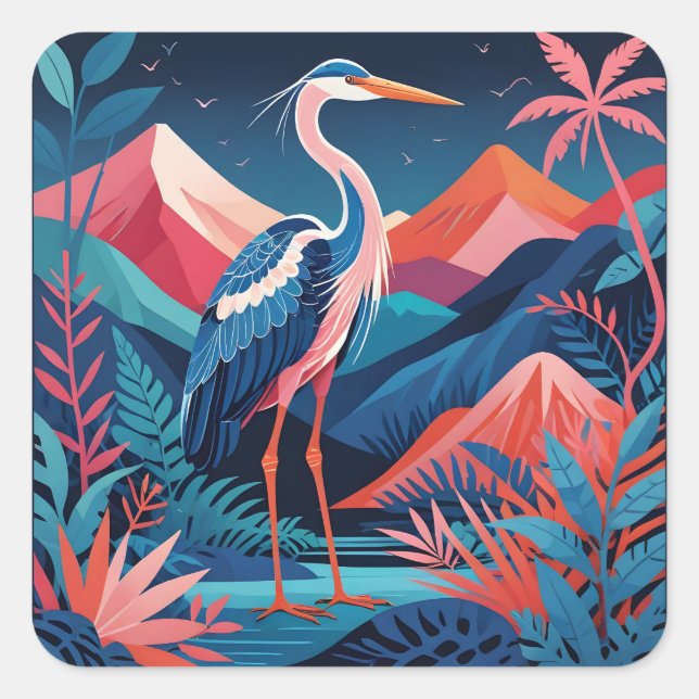 neon ridge heron stickers (Front)