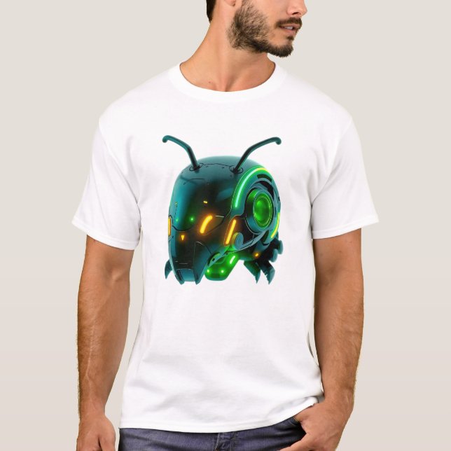 Neon Robotic Caterpillar Face T-Shirt (Front)