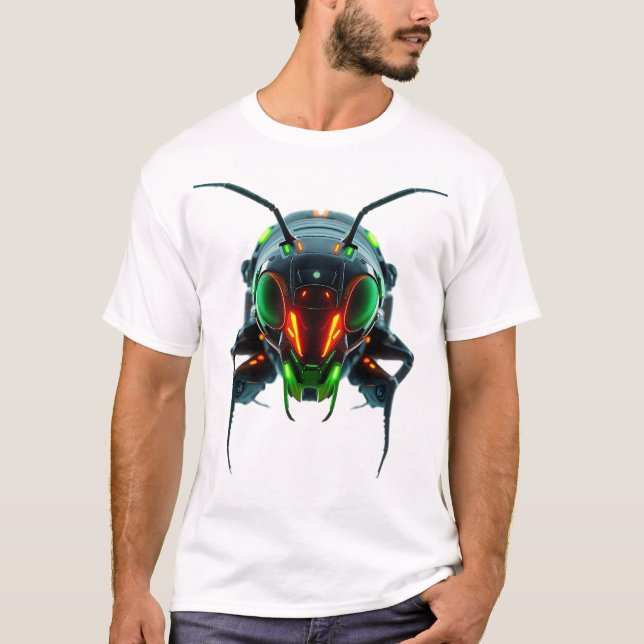 Neon Robotic Termite Face Art T-Shirt (Front)