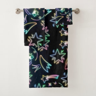 neon rocket star  bath towel set