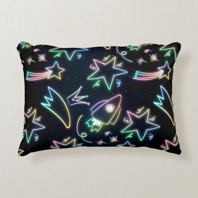 neon rocket star medium gift bag decorative cushion (Front)