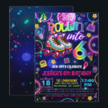 Neon Roller Skate 6th Birthday Invitation<br><div class="desc">Perfect Invitation to Celebrate that special Birthday!</div>