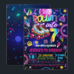Neon Roller Skate 7th Birthday Invitation<br><div class="desc">Perfect Invitation to Celebrate that special Birthday!</div>