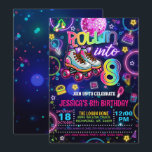 Neon Roller Skate 8th Birthday Invitation<br><div class="desc">Perfect Invitation to Celebrate that special Birthday!</div>