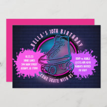 NEON ROLLER SKATING GLOW NEON PINK Birthday Party