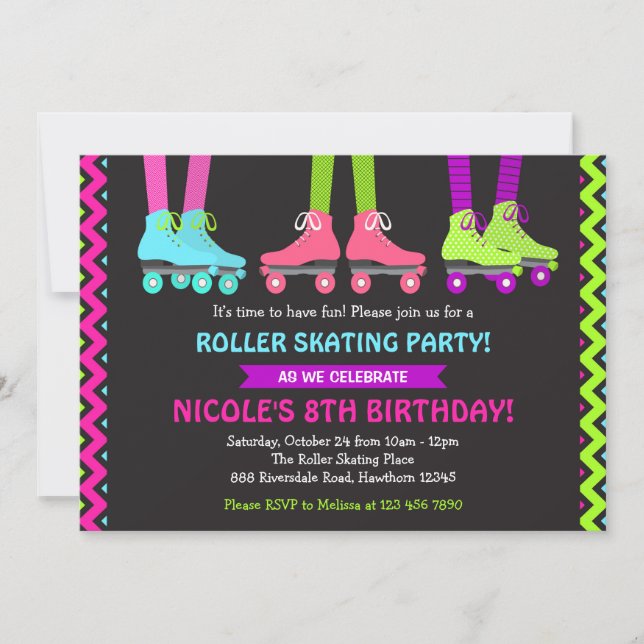 Neon Roller Skating Invitation (Front)