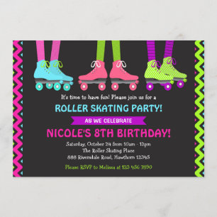 Neon Roller Skating Invitation