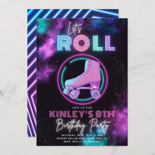 Neon Roller Skating Invitation   Skate