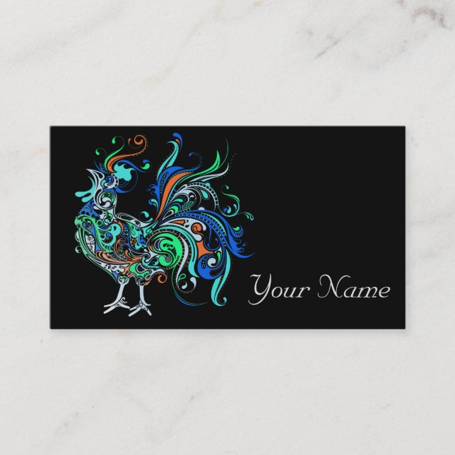 Neon Rooster Business Card (Front)