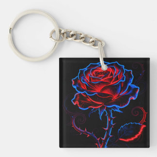 Neon Rose Acrylic Keychain