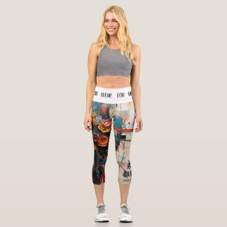 NEON ROSE CAPRI LEGGINGS